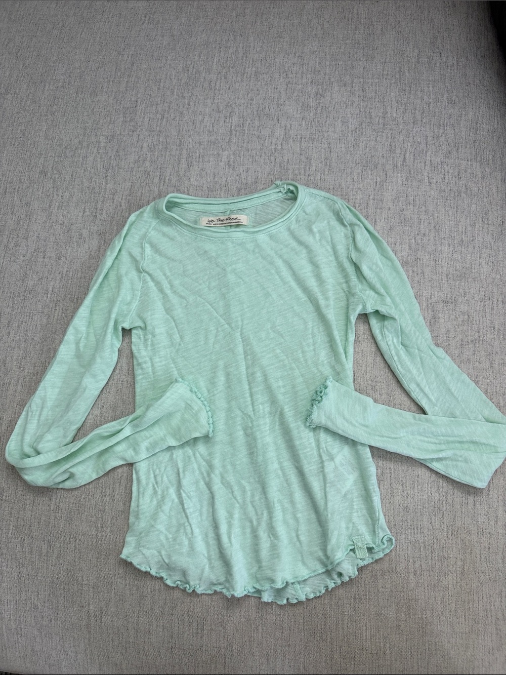 Free People Mint Seafoam Long-Sleeve Crew Tee